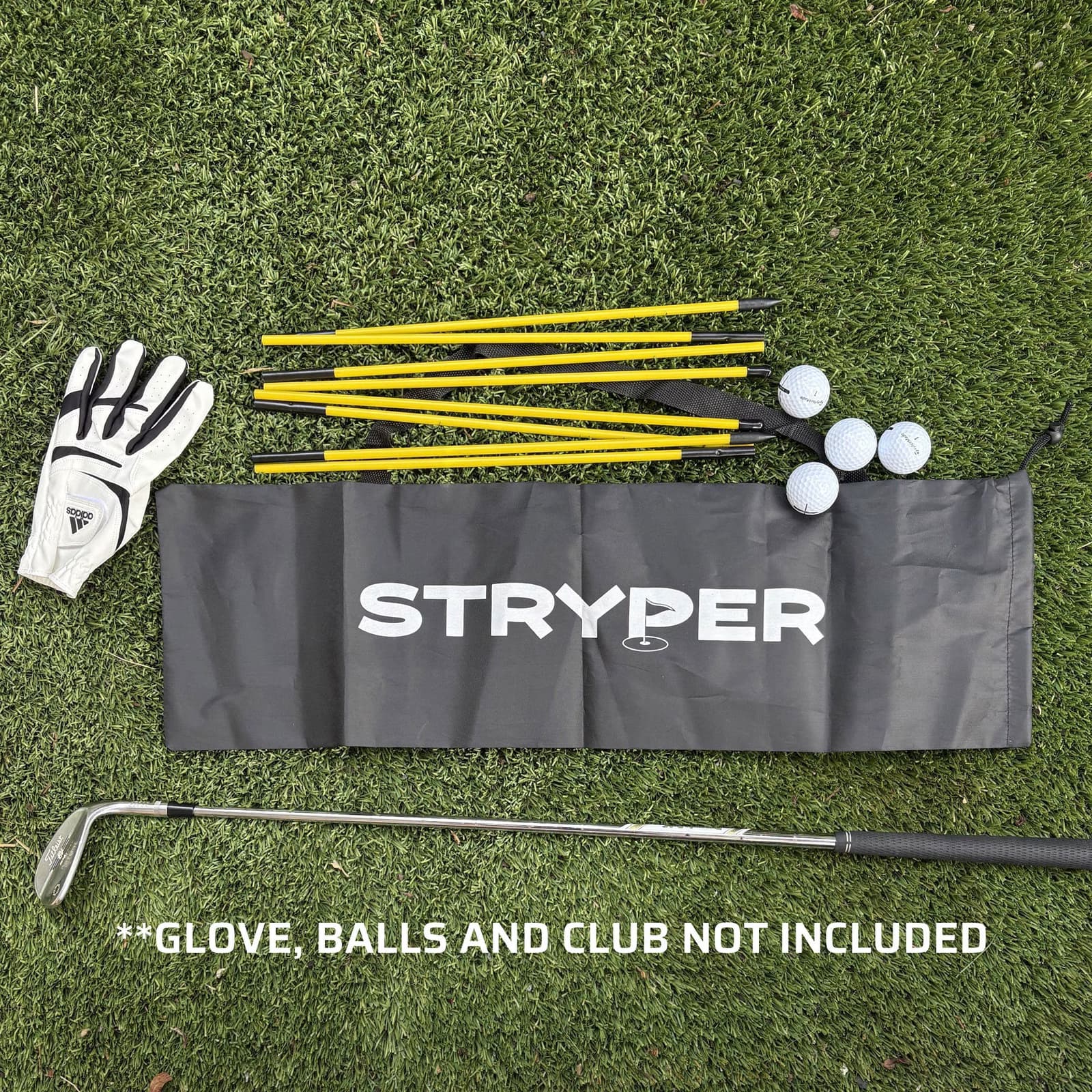 Practice carry bag with alignment rods