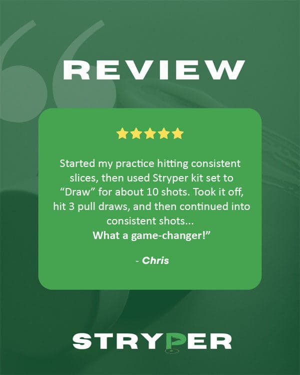 Five-star SwingMate feedback from Chris, describing practice with a draw reference